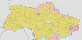 Mappa della crisi russo-ucraina in corso; fonte: Wikipedia